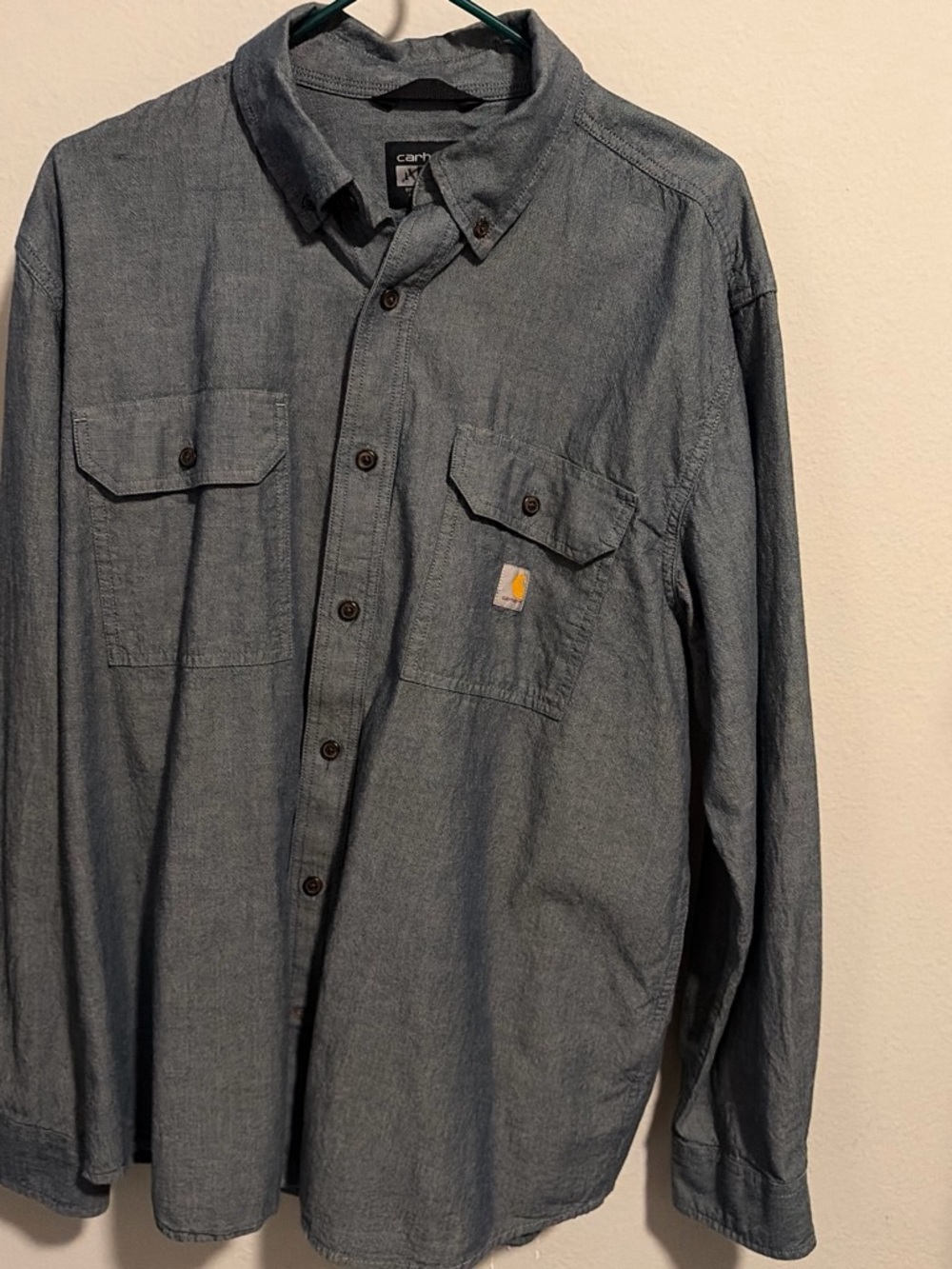 Carhartt Men's Chambray Button-Down Work Shirt in Denim Blue